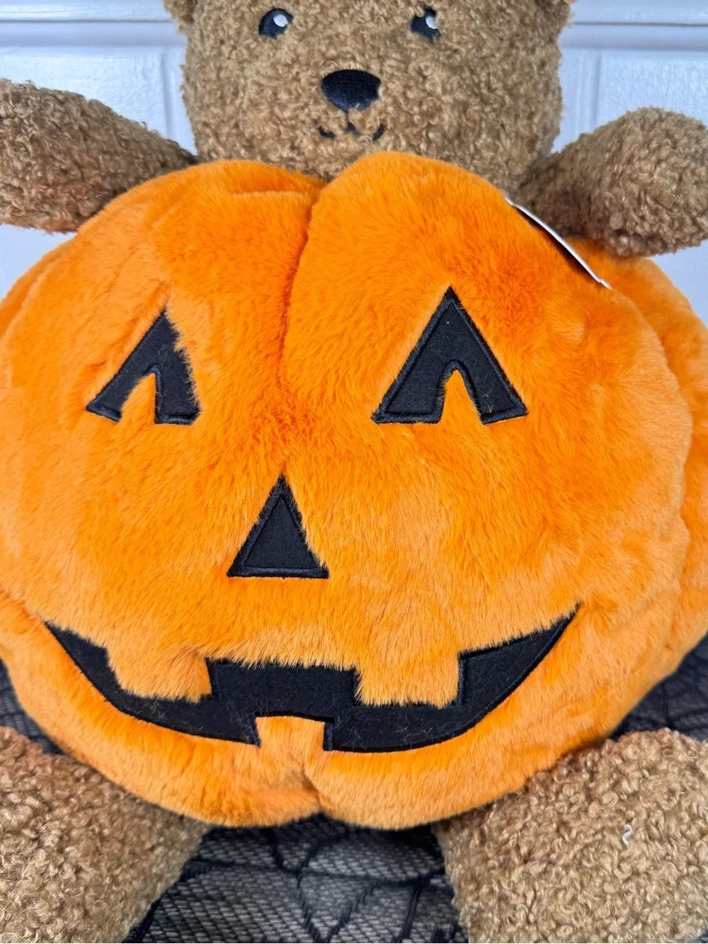 NEW Teddy Bear in a Pumpkin Halloween Pillow Plush 27”